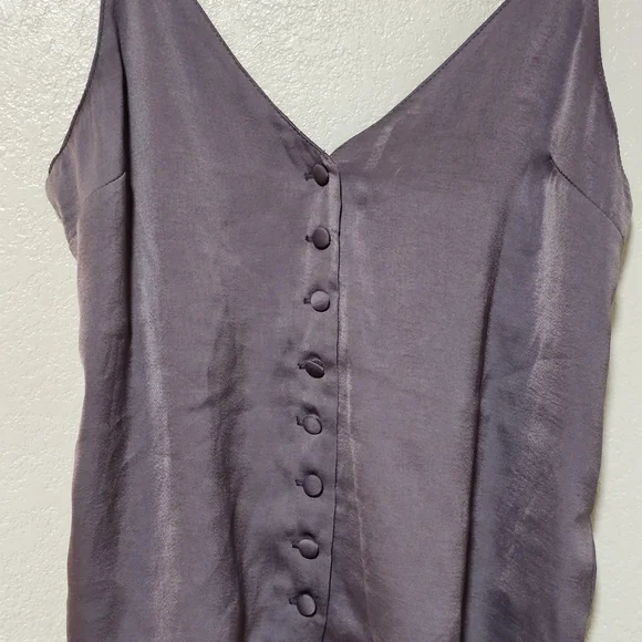 Topshop Chic Silk Lavender Button-Up Tank Top - Picture 3 of 6